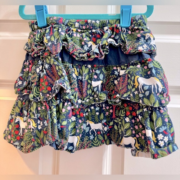MINI BODEN EUC SZ 5-6Y Colorful Unicorn Tiered Ruffle Mini Skirt - Picture 3 of 4